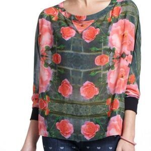 Anthropologie Floral Print Top Maytham Rose Dolman Blouse By Julie Haus, Size Sm